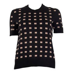 HERMES black silk 2019 MEDOR Short Sleeve Crewneck Sweater 38 S