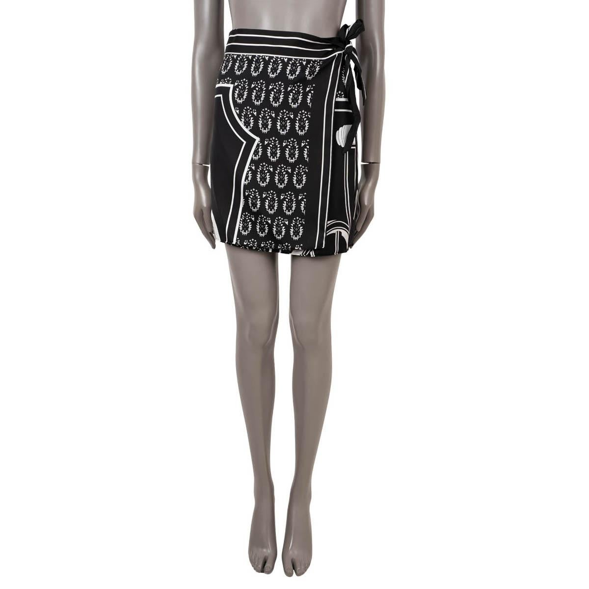 HERMES black silk 2021 LES ROUES DE PHAETON Wrap Skirt 34 XXS In Excellent Condition For Sale In Zürich, CH
