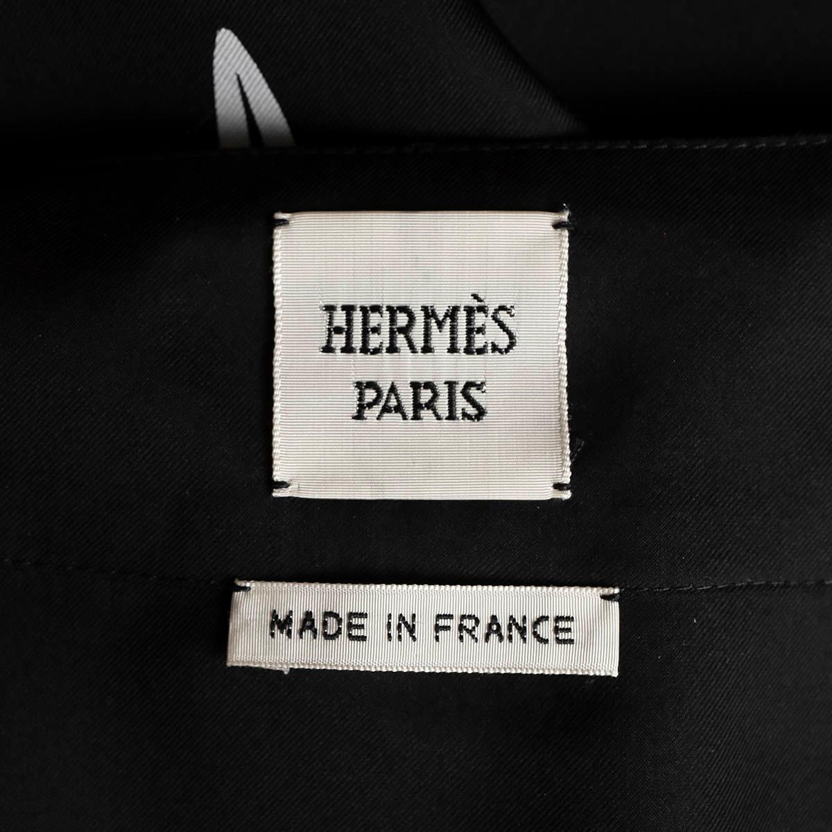 HERMES black silk 2021 LES ROUES DE PHAETON Wrap Skirt 34 XXS For Sale 1