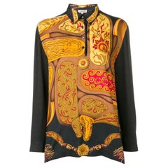 Hermes Black silk and Cashmere Polo Top