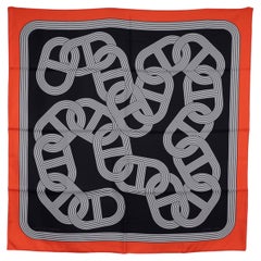 Foulard HERMES CIRCUIT 24 90 en soie noire