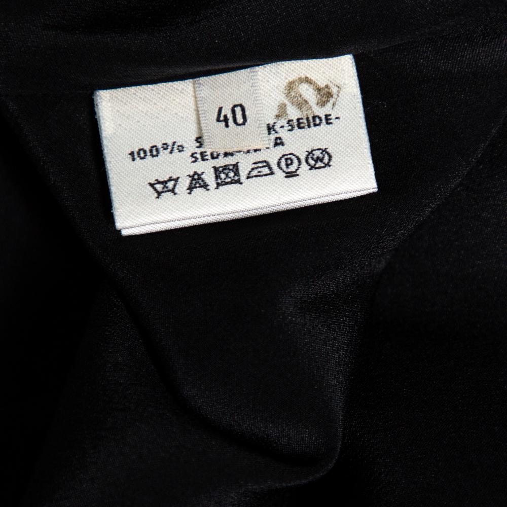 Women's Hermés Black Silk Crepe Sleeveless V-neck Maxi Dress M