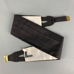 HERMES Black Silk Cummerbund & Bow Tie Set