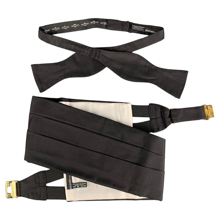 HERMES Black Silk Cummerbund and Bow Tie Set at 1stDibs
