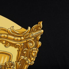 HERMES black silk GRAND CARROSSE POUR UN AMBASSADEUR 70 VINTAGE Scarf