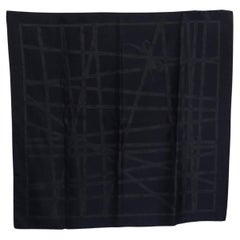 HERMES black silk INVISIBLE BOLDUC 90 TWILL Scarf Encre