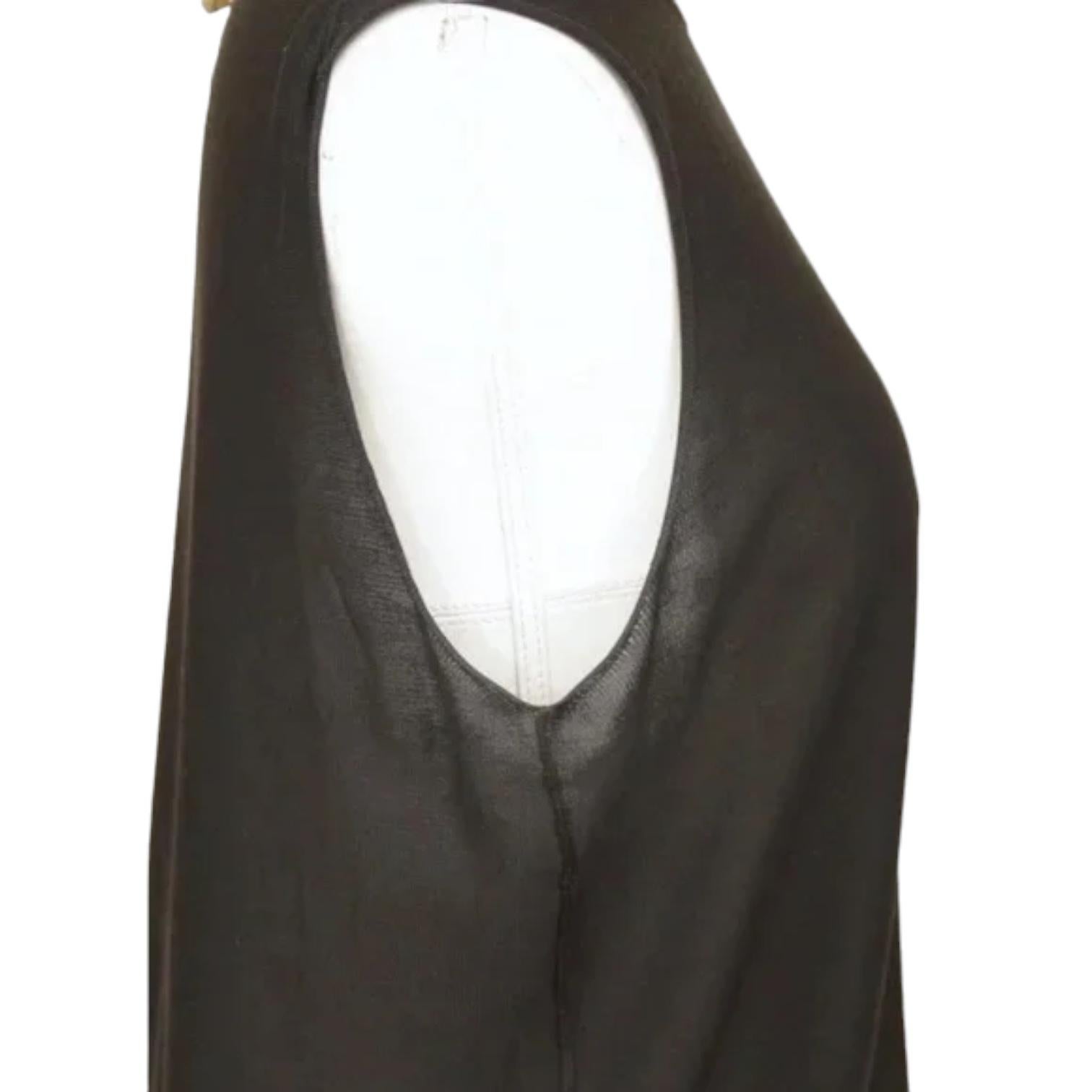 HERMES Black Silk Knit Sweater Top Sleeveless Turtleneck Sz M Vintage 6