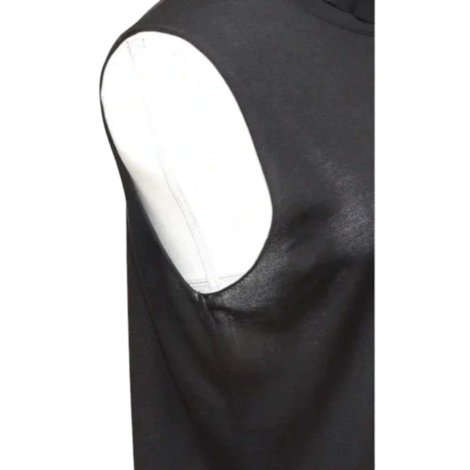 HERMES Black Silk Knit Sweater Top Sleeveless Turtleneck Sz M Vintage 1