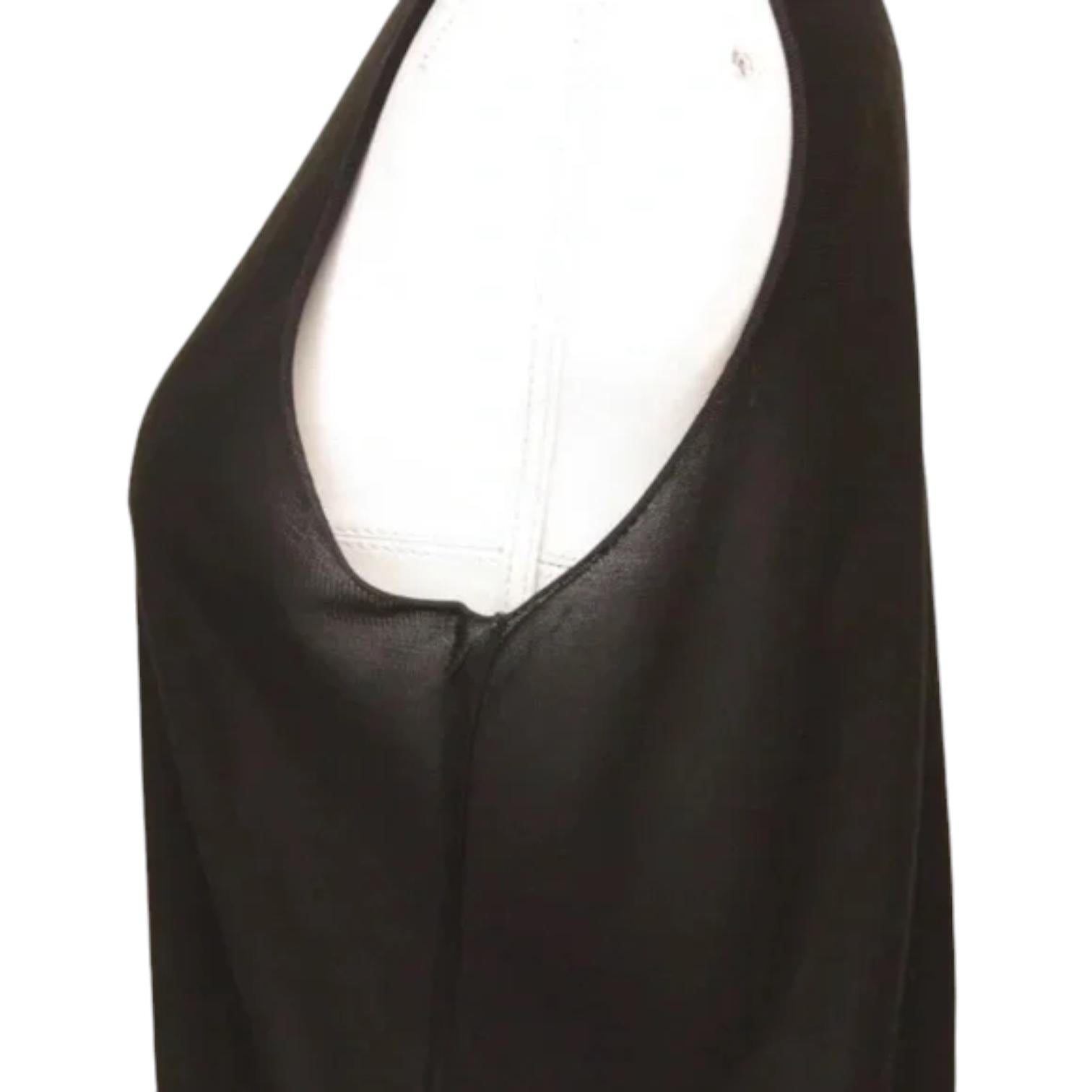 HERMES Black Silk Knit Sweater Top Sleeveless Turtleneck Sz M Vintage 4