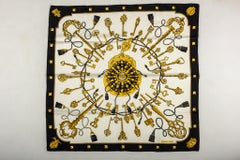 Hermes Black Silk " Les Cles" Key Scarf, Box