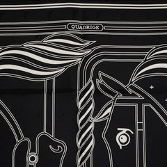 HERMES black silk QUIADRIGE AU FIL 70 Scarf Noir Creme