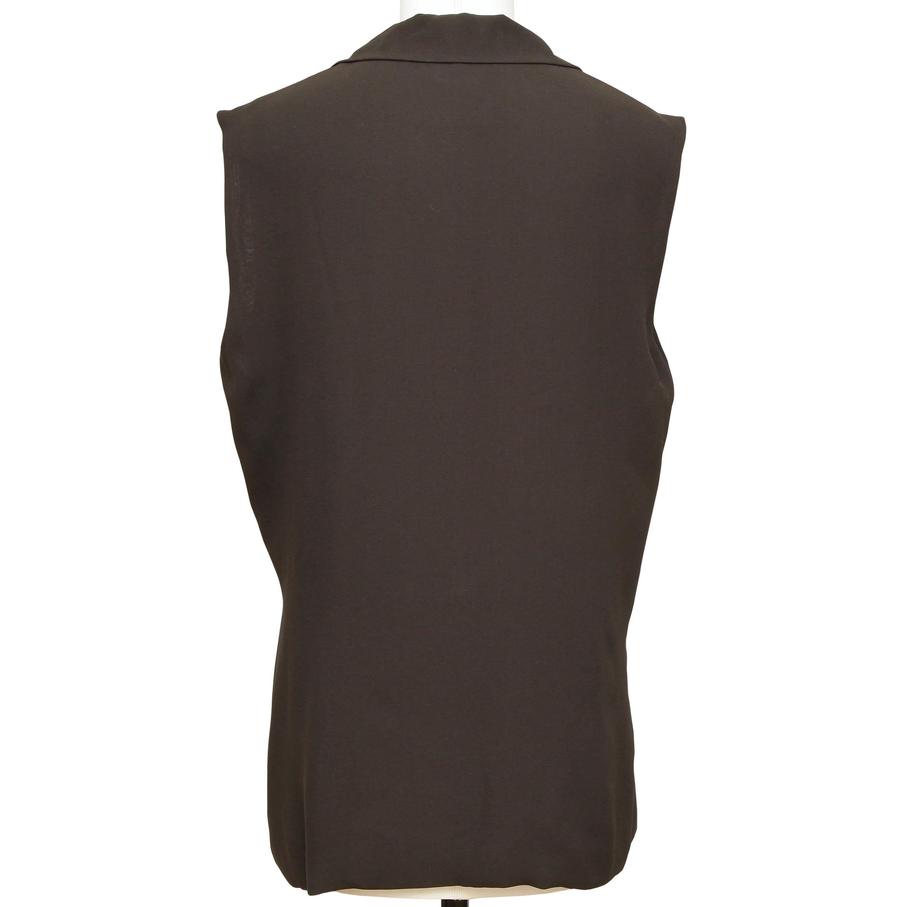 Women's HERMES Black SILK Shirt Blouse Top Sleeveless Faux Wrap Slip On 40 NWT VINTAGE