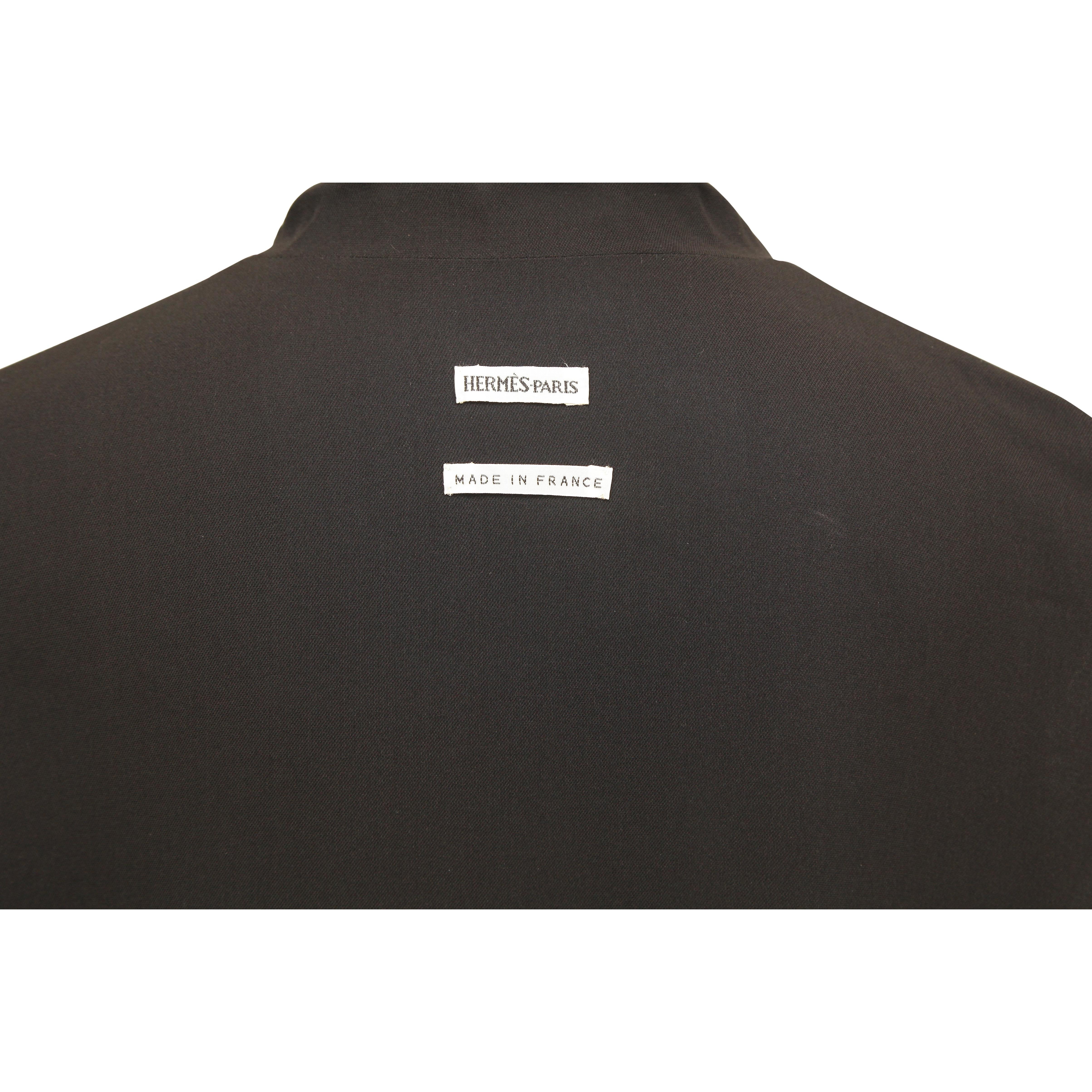 HERMES Black SILK Shirt Blouse Top Sleeveless Faux Wrap Slip On 40 NWT VINTAGE 2