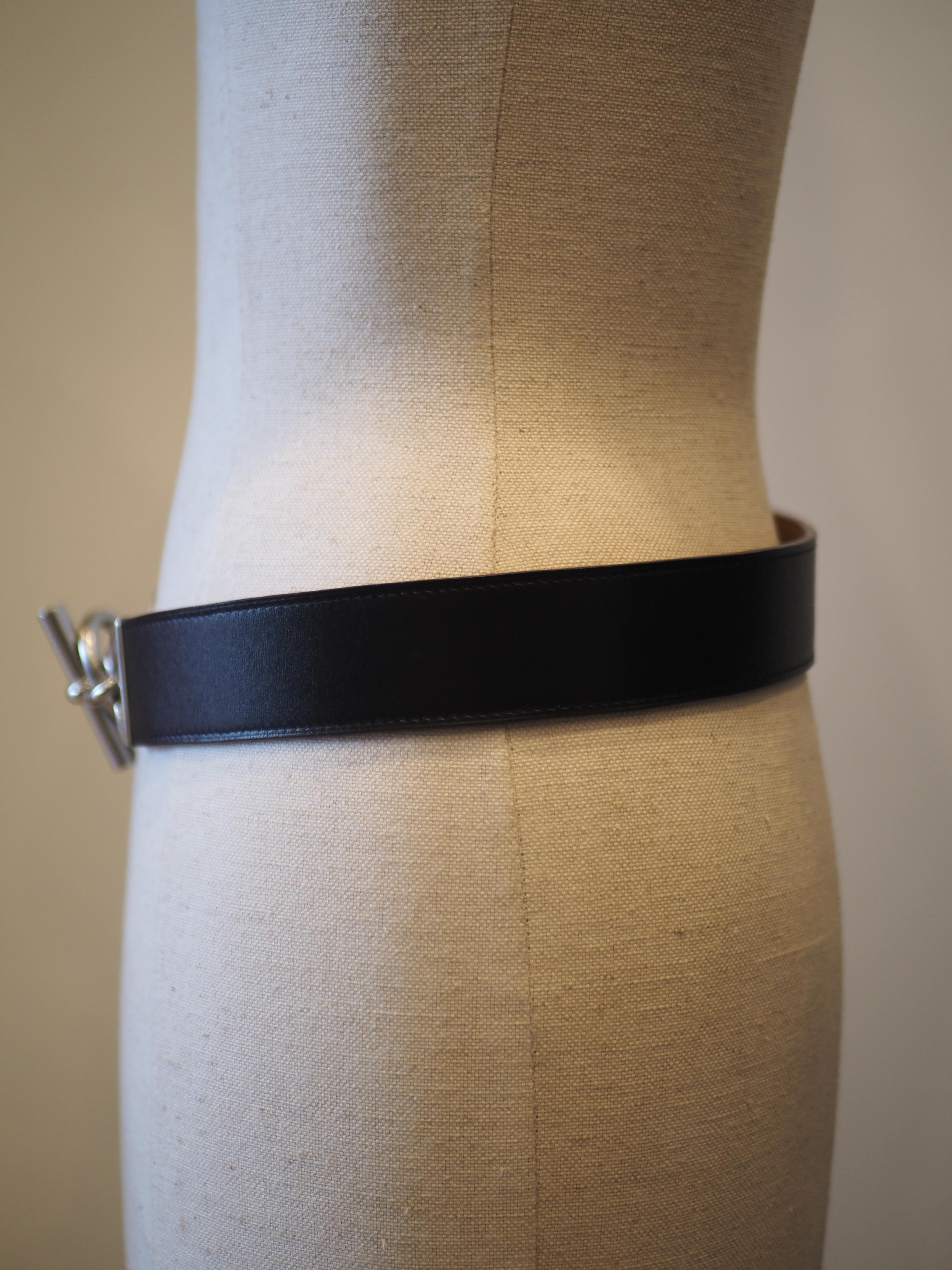 Women's or Men's Hermès black silver belt For Sale
