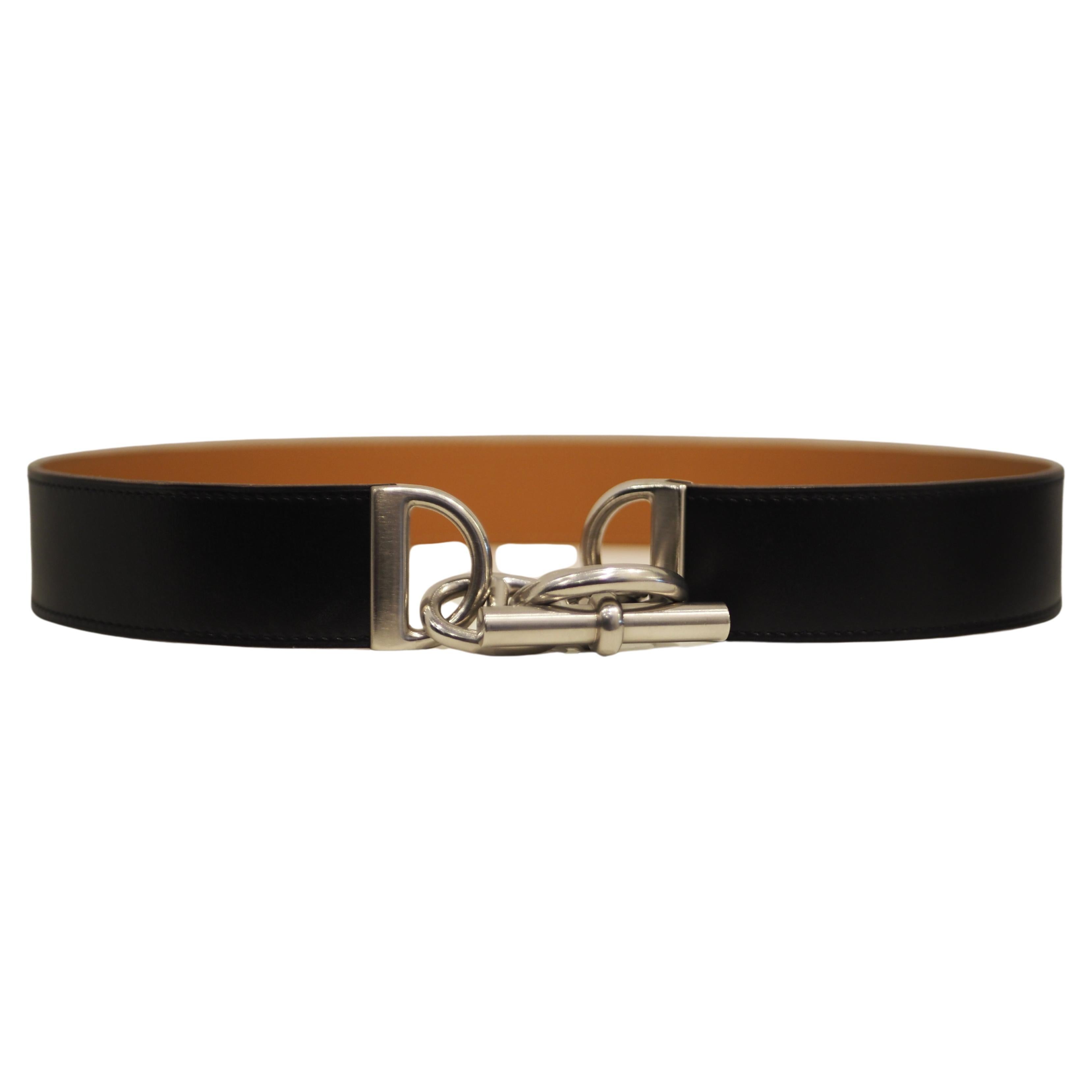 Hermès black silver belt For Sale