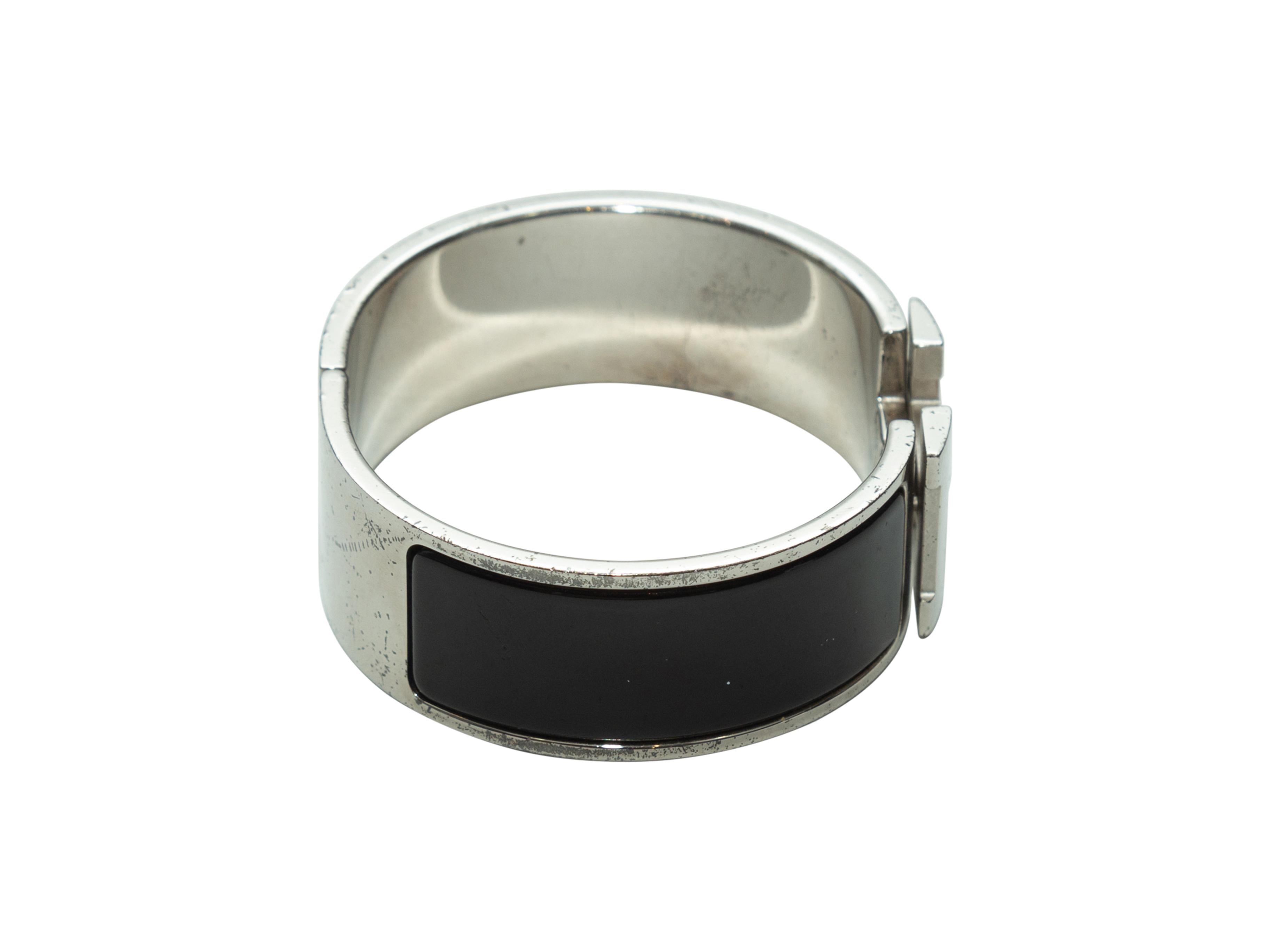 hermes bracelet black silver