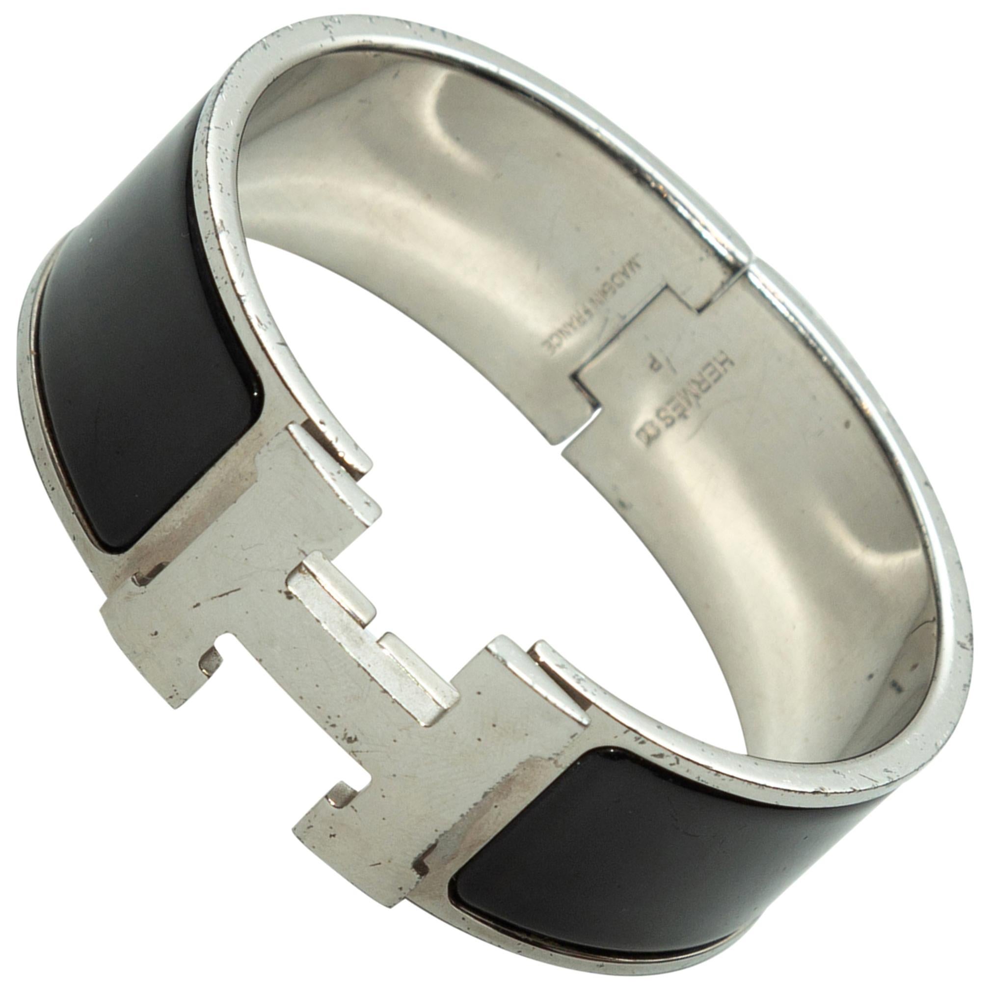 Hermes Black & Silver Clic Clac Bracelet