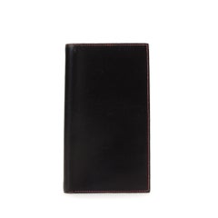 Hermès Black Small Agenda Cover Portefeuille avec matériel en métal argenté, cuir Hermès