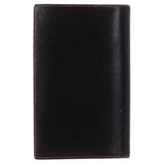 Hermès Black Small Agenda Cover Portefeuille avec matériel en métal argenté, cuir Hermès