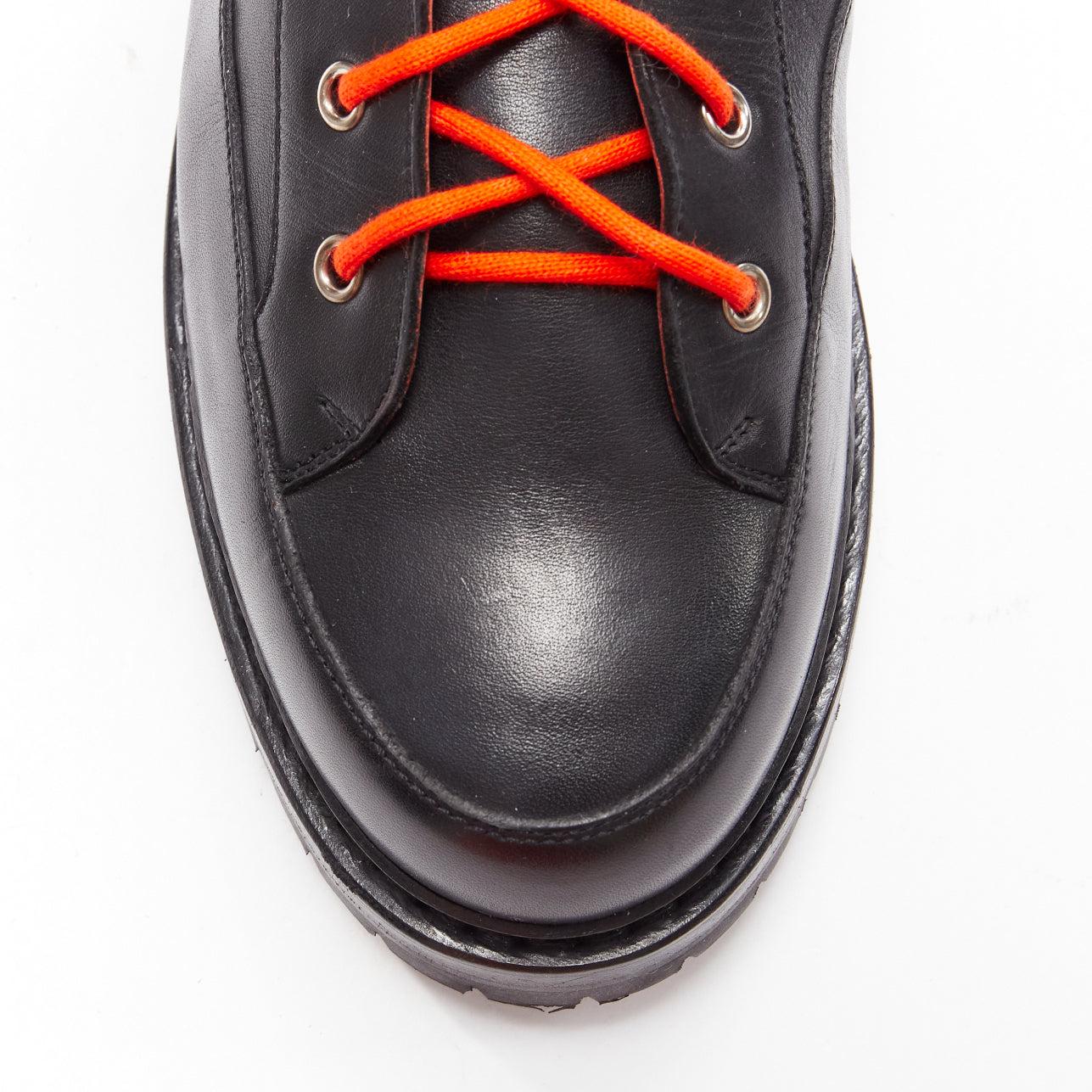 HERMES black smooth leather orange laced hiking boots EU42 For Sale 2
