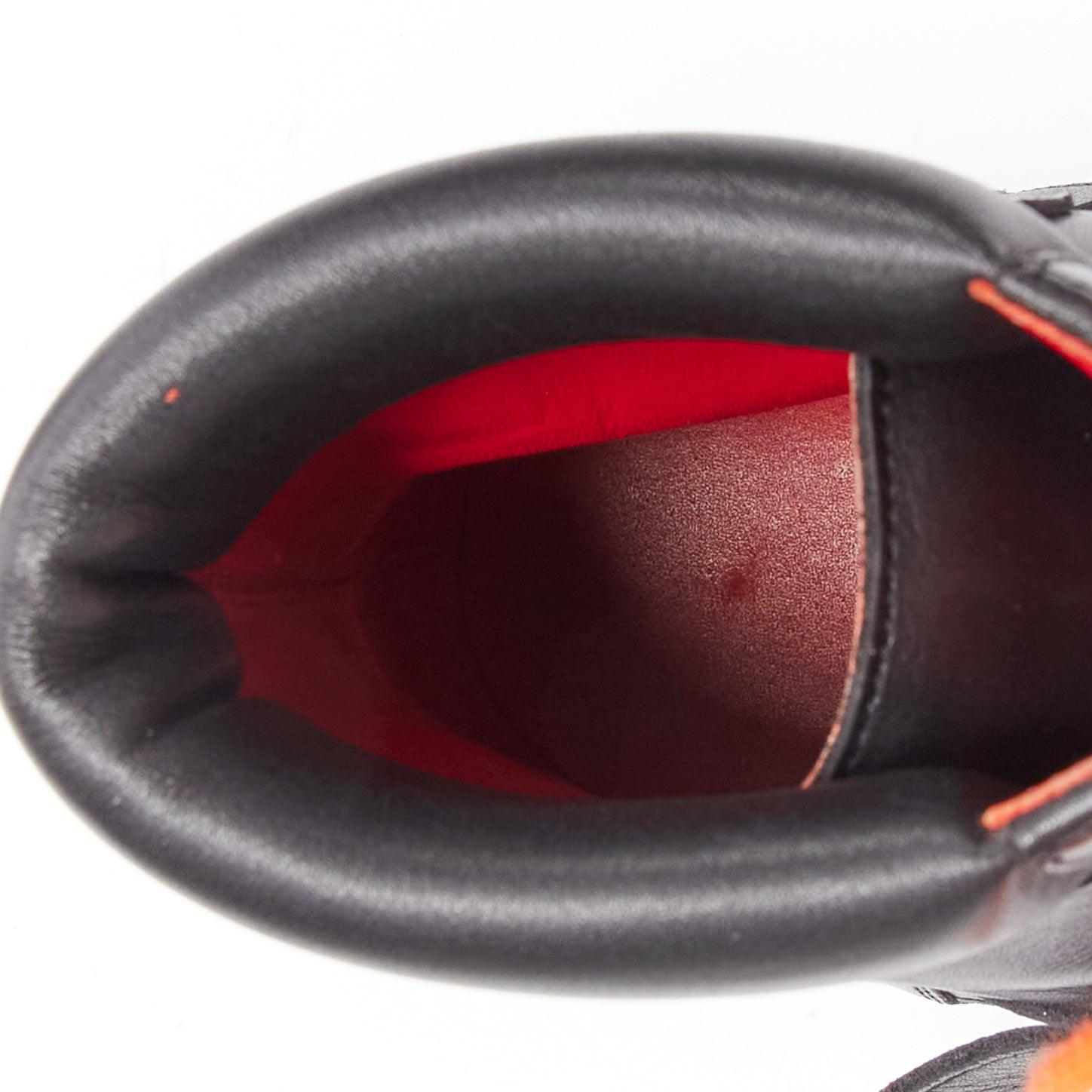 HERMES black smooth leather orange laced hiking boots EU42 4
