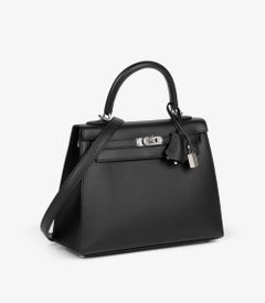 Hermès Black Sombrero Leather Kelly 25cm Sellier