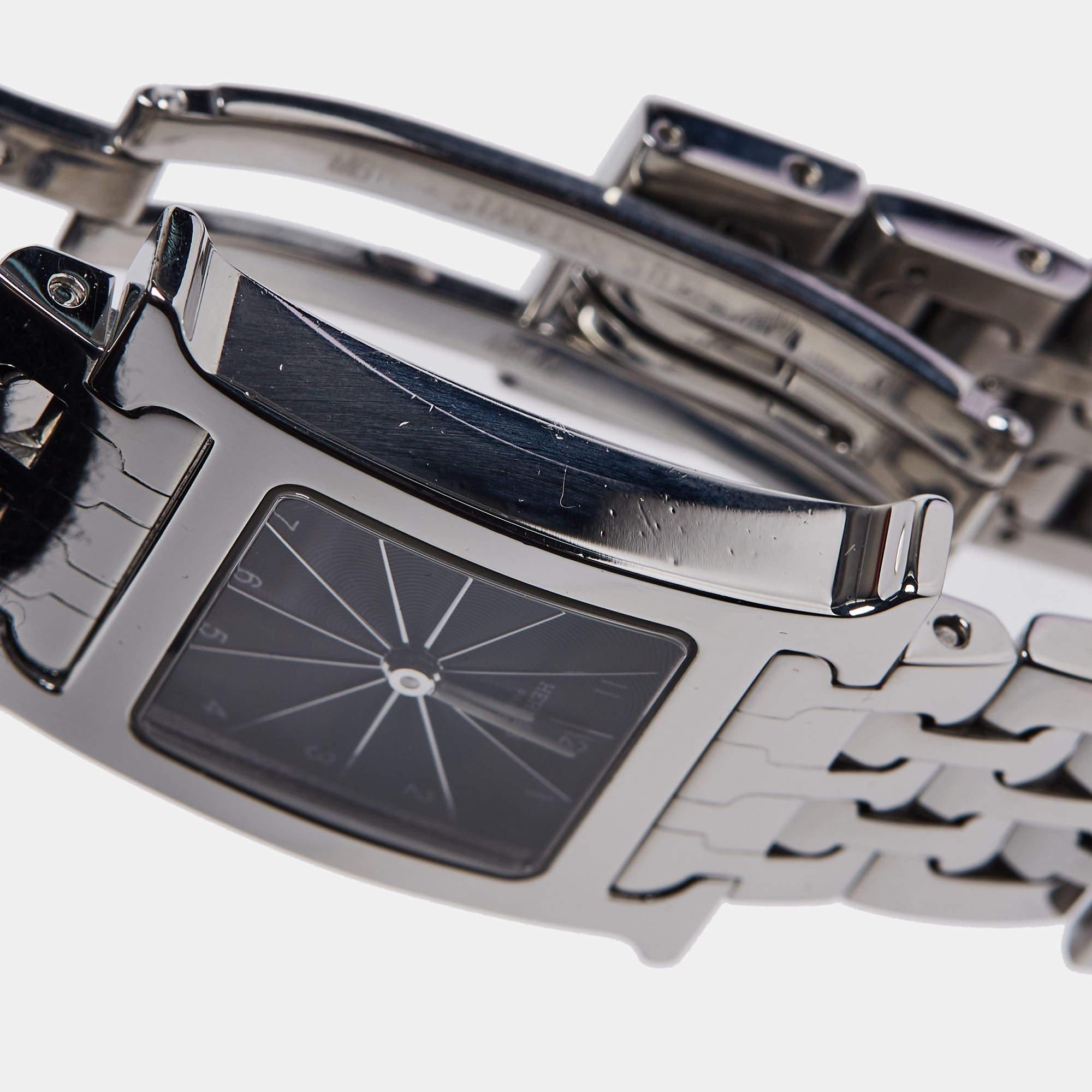 Hermes Black Stainless Steel Heure H HH1.210 Women's Wristwatch 21 mm 8