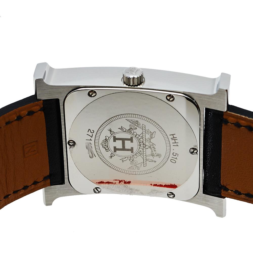 Hermès Black Stainless Steel Leather Wrap H HH1.510 Women's Wristwatch 26 MM 1
