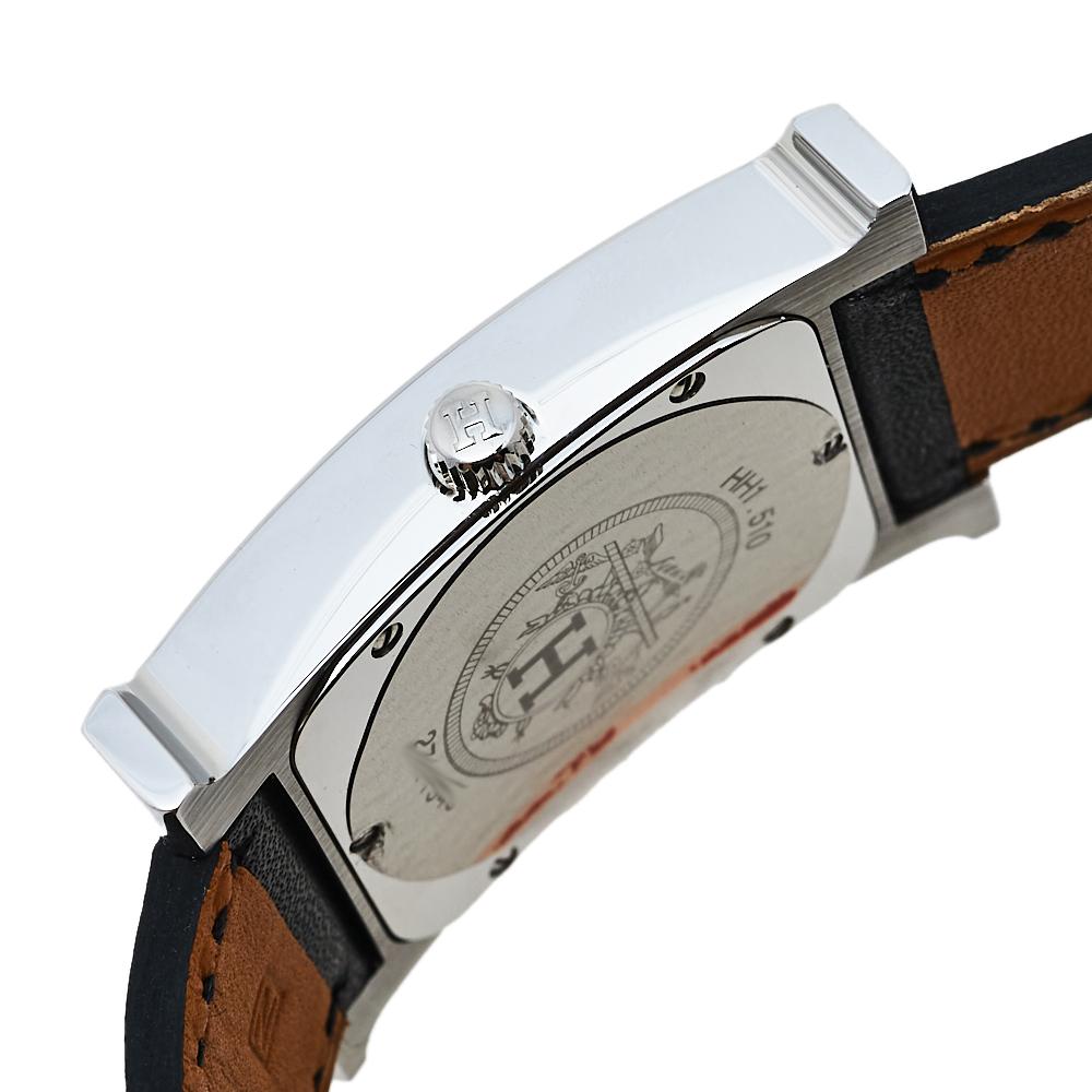 Hermès Black Stainless Steel Leather Wrap H HH1.510 Women's Wristwatch 26 MM 2