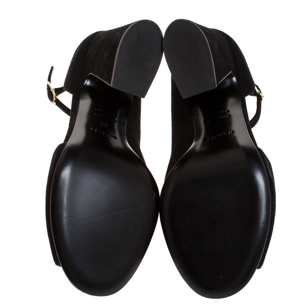 Hermes Black Suede Ankle Strap Sandals Size 39 3
