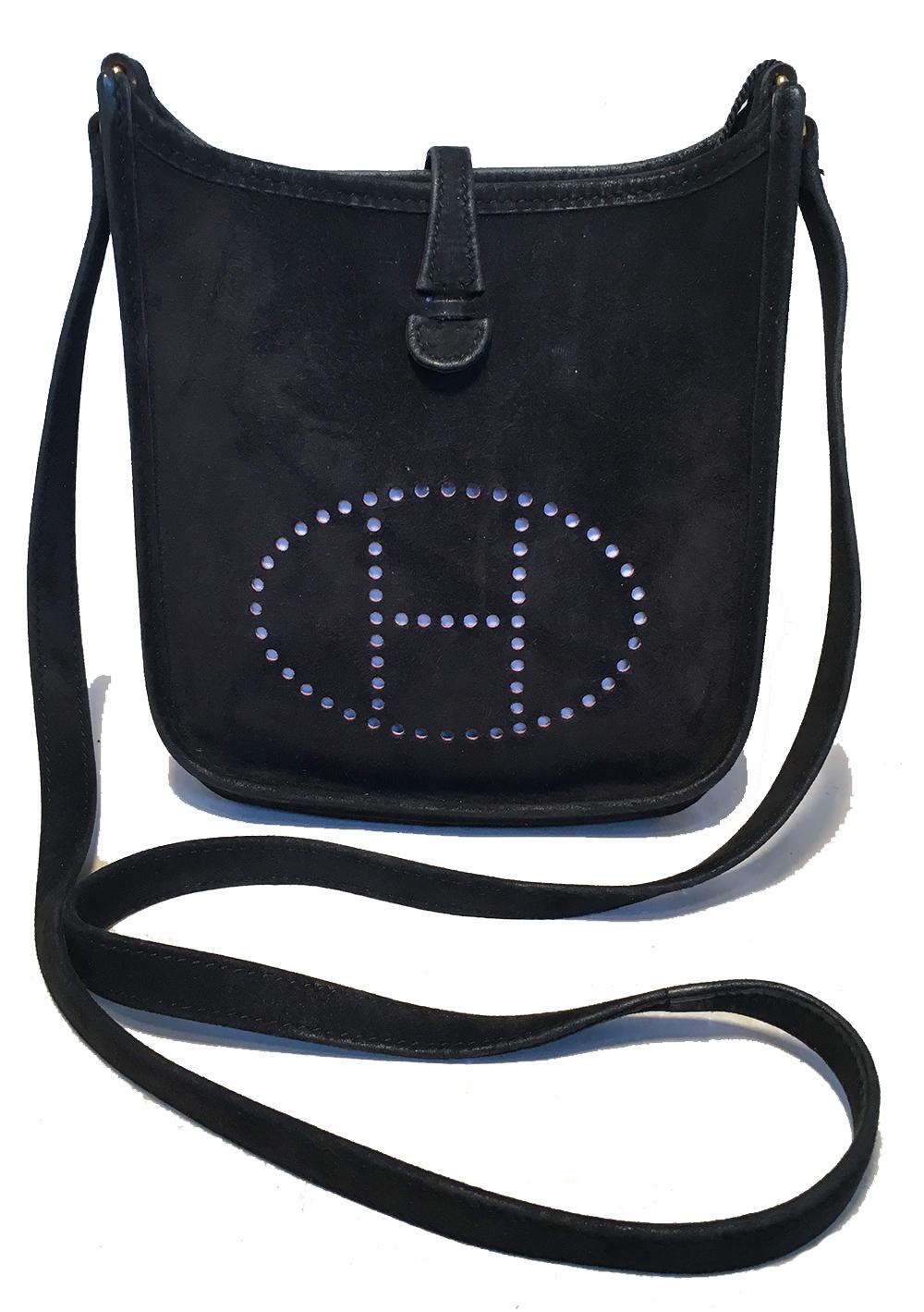 Hermes Black Suede Evelyne TPM Mini Shoulder Bag  In Good Condition In Philadelphia, PA