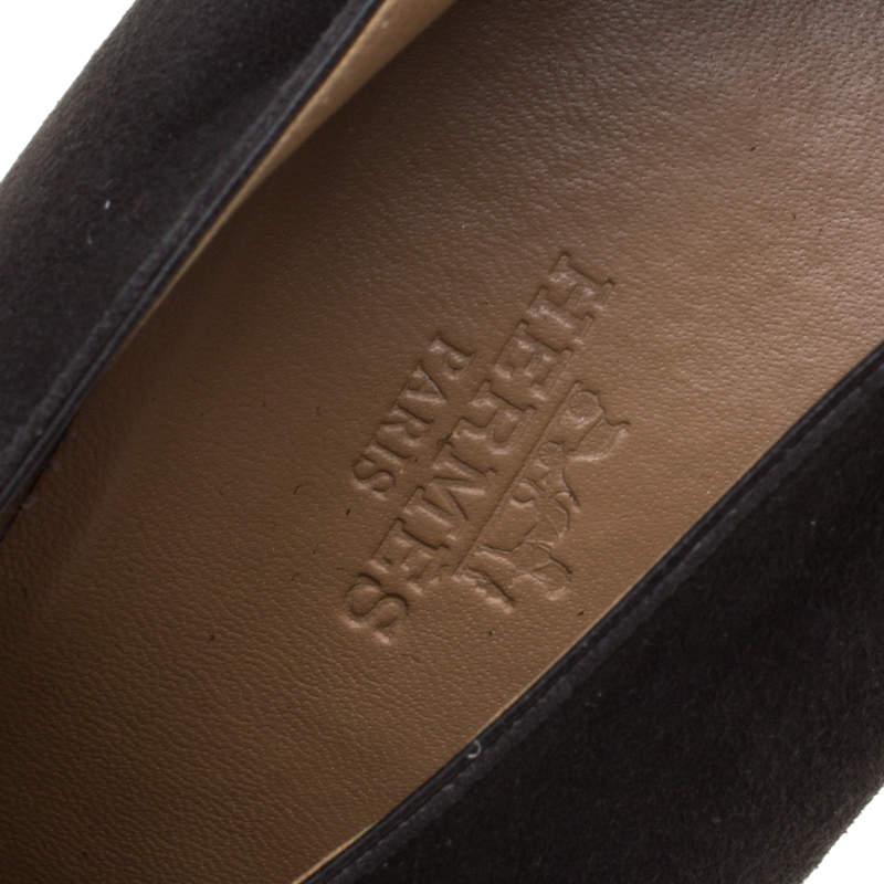 Hermes Black Suede Florida Pumps Size 37.5 3