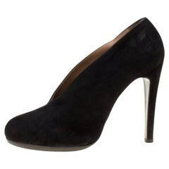 Hermes Black Suede Florida Pumps Size 37.5