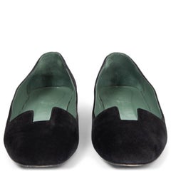 HERMES black suede JOY Ballet Shoes 37