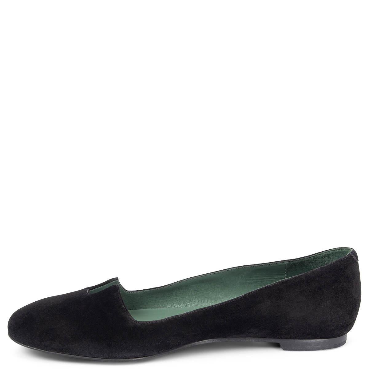 Black HERMES black suede JOY Ballet Shoes 37 For Sale