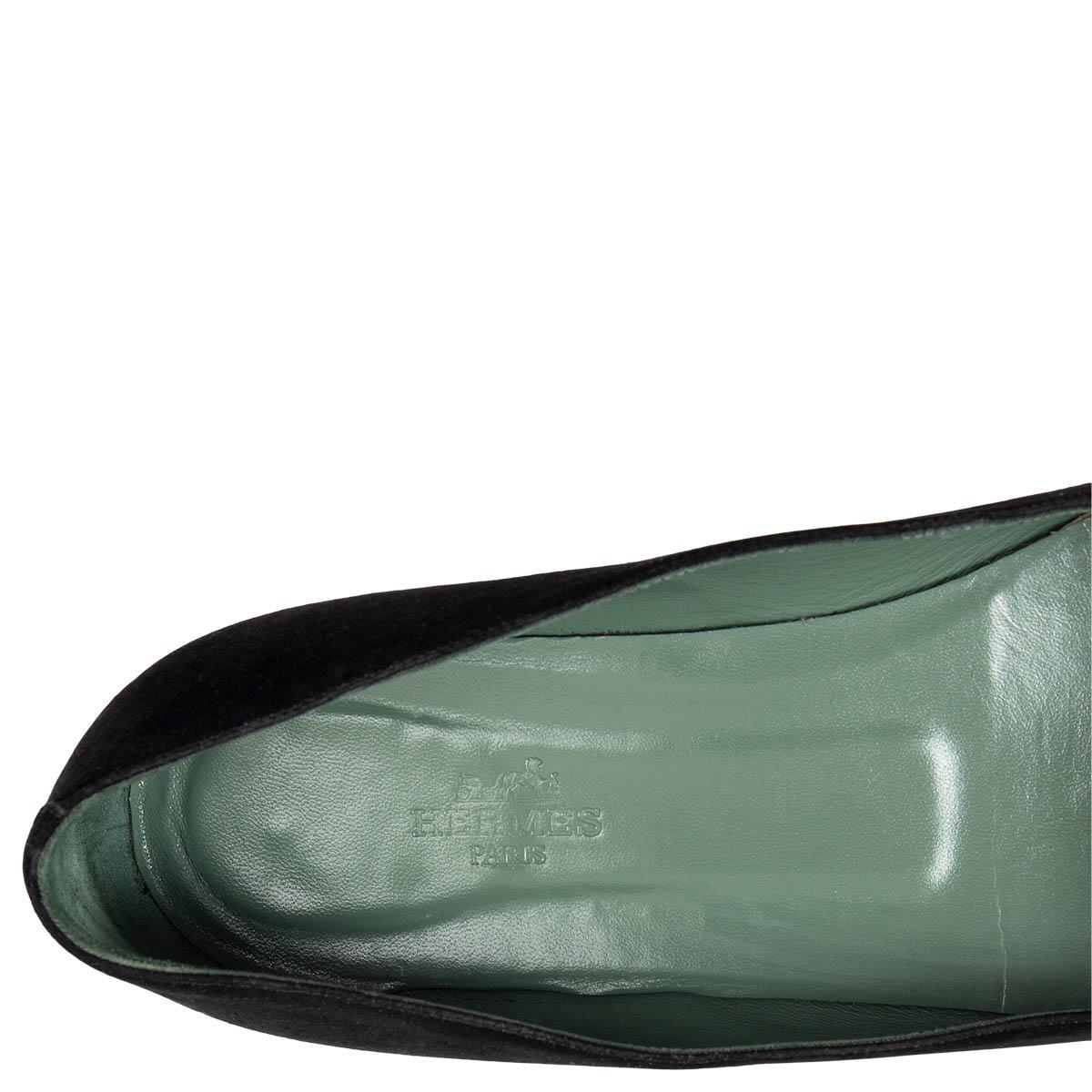 HERMES Chaussures de ballet JOY en daim noir 37 en vente 1