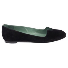 HERMES black suede JOY Ballet Shoes 37