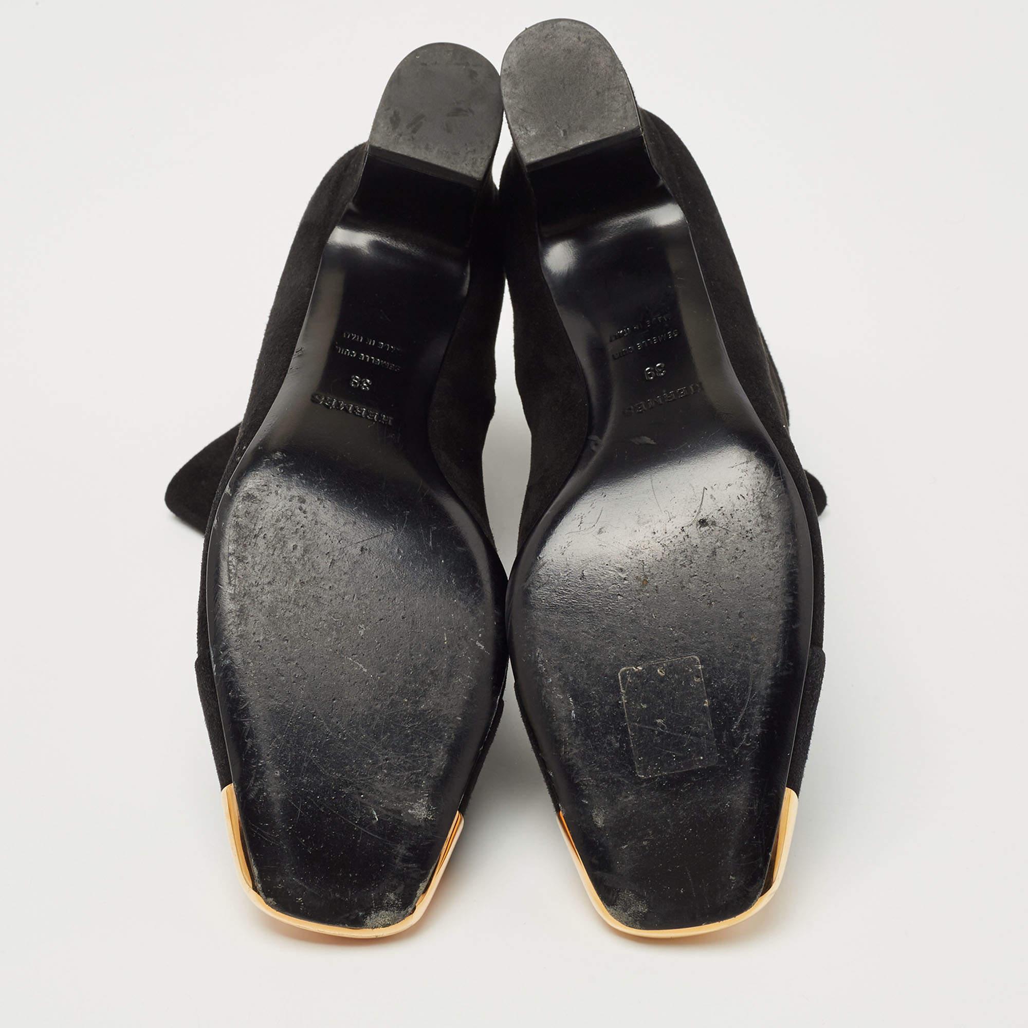 Hermès - Bottines Lindsey en daim noir, taille 39 5