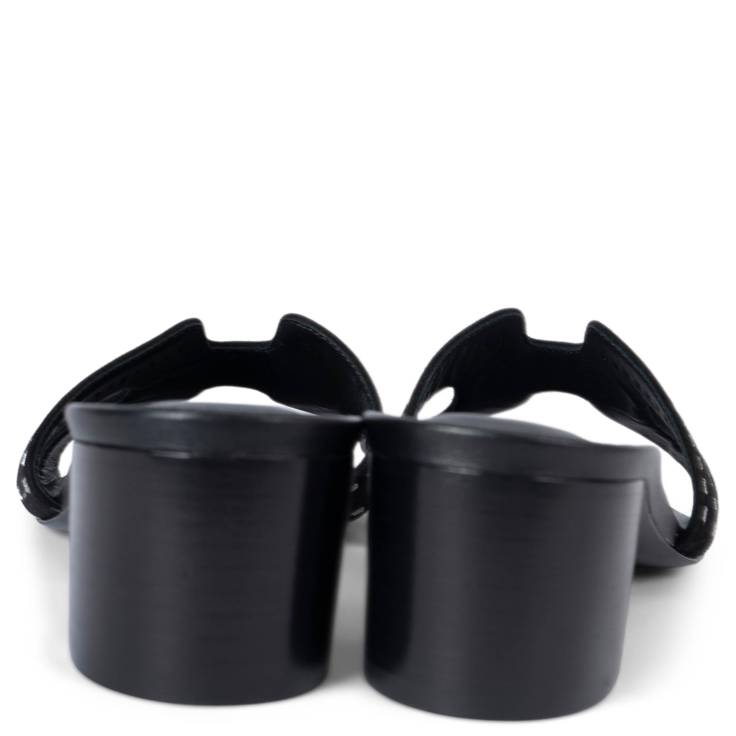 HERMES black suede OASIS CRYSTAL Sandals Shoes 38 In New Condition For Sale In Zürich, CH