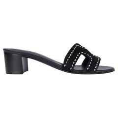 HERMES schwarz Wildleder OASIS CRYSTAL Sandalen Schuhe 38