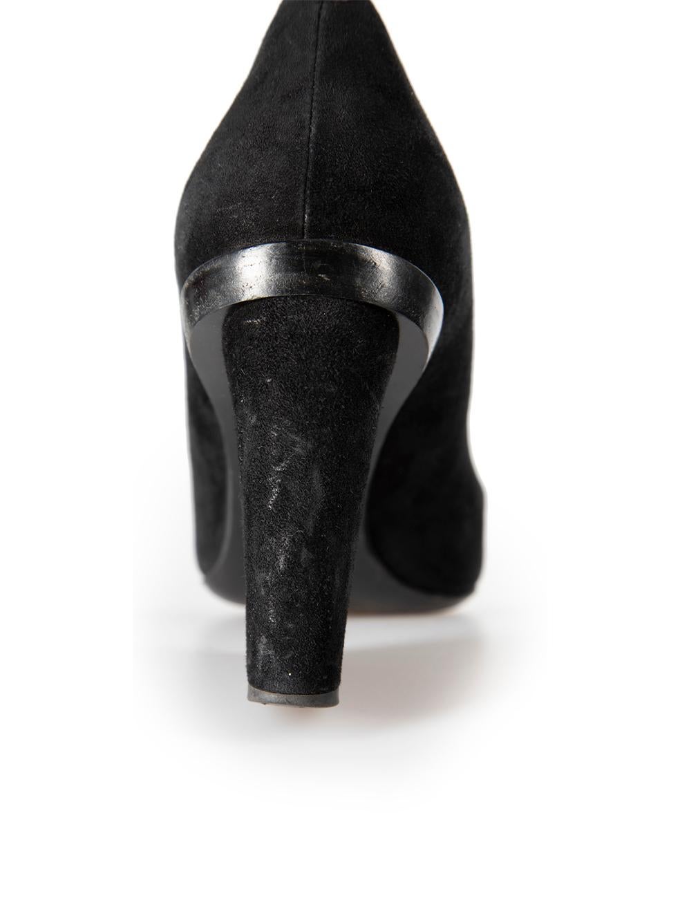 Hermès Black Suede Pointed Toe Block Pumps Size IT 40 2