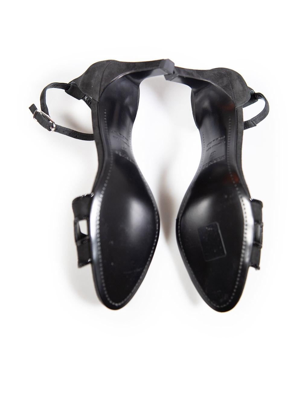 Women's Hermès Black Suede Premiere 70 Ankle Strap Sandals Size IT 37