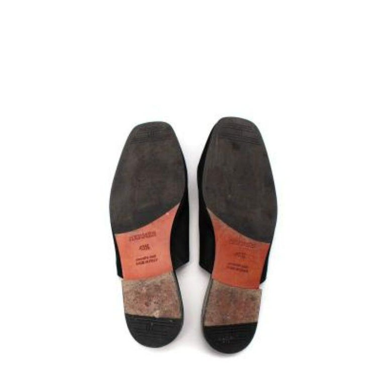 Hermes Black Suede Slippers For Sale 4