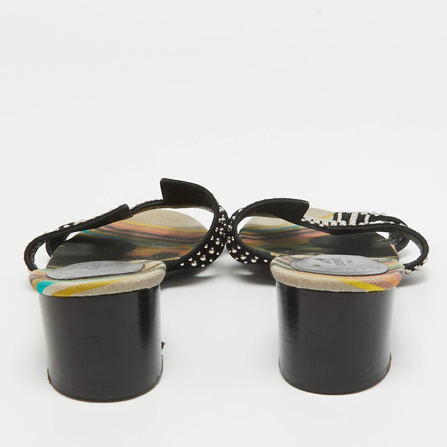 Women's Hermes Black Suede Studded Oasis Slide Sandals Size 40 For Sale