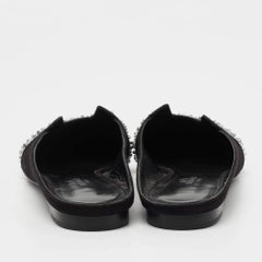 Hermes Black Suede Studded Roxane Mule Size 37