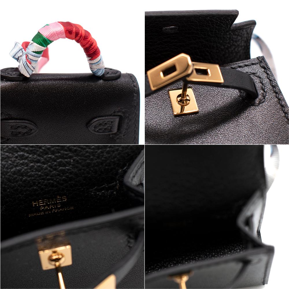 Hermes Black Swift/Chevre Leather Micro Kelly Charm GHW - Sold Out  For Sale 2