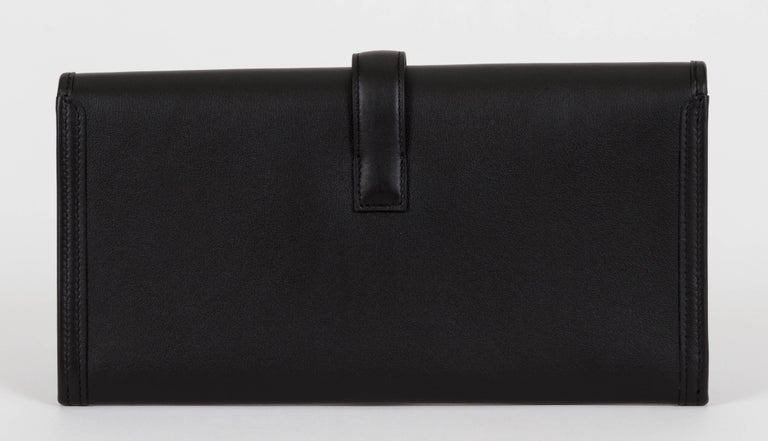 Hermès Black Swift Jige Clutch New in Box For Sale 1