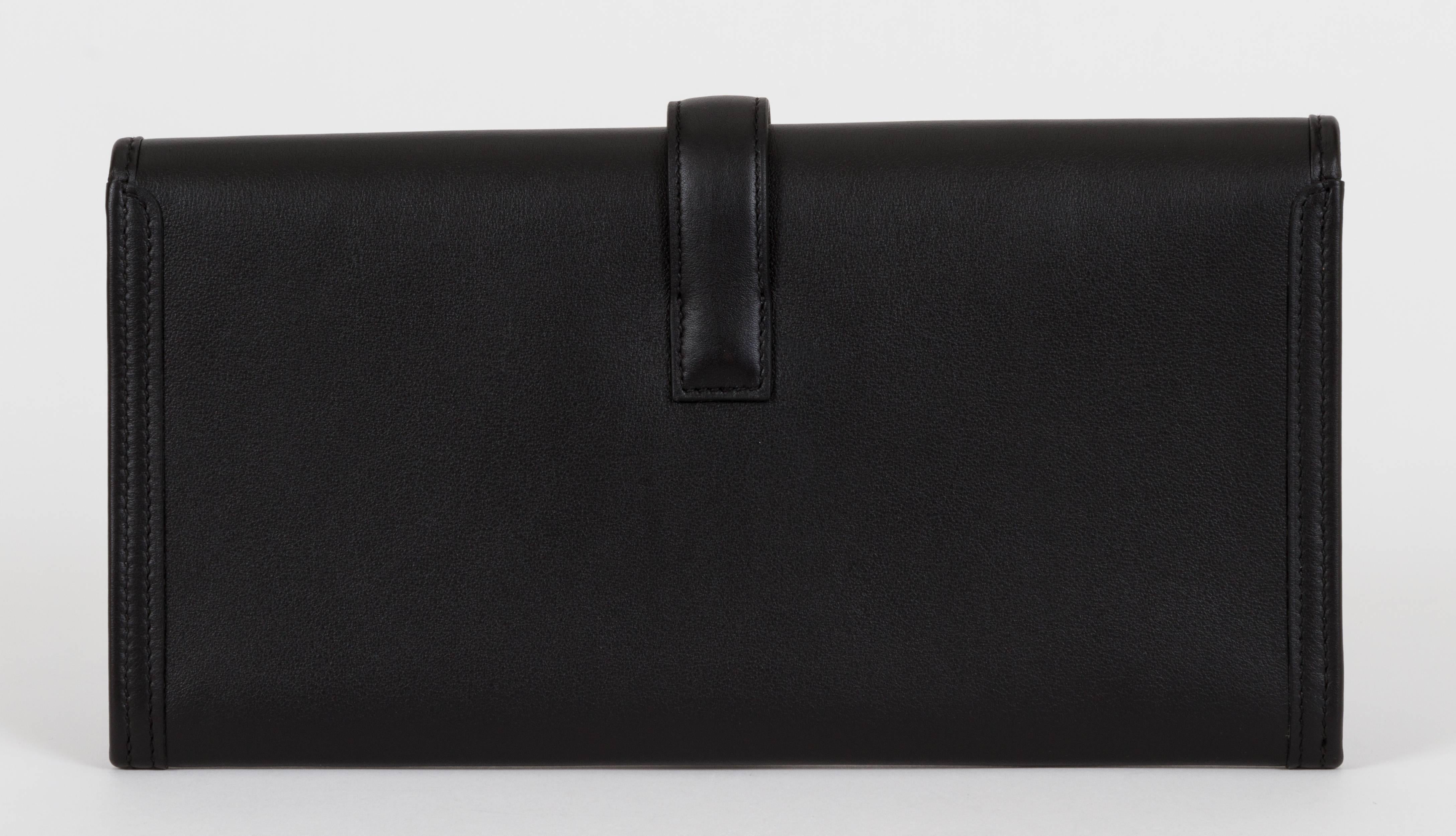 Hermès Black Swift Jige Clutch New in Box 1