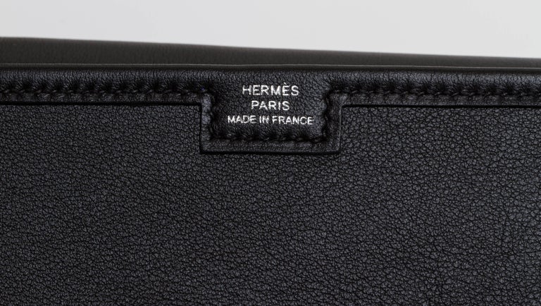 Hermès Black Swift Jige Clutch New in Box For Sale 4