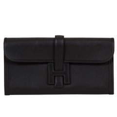 Hermès Black Swift Jige Clutch New in Box